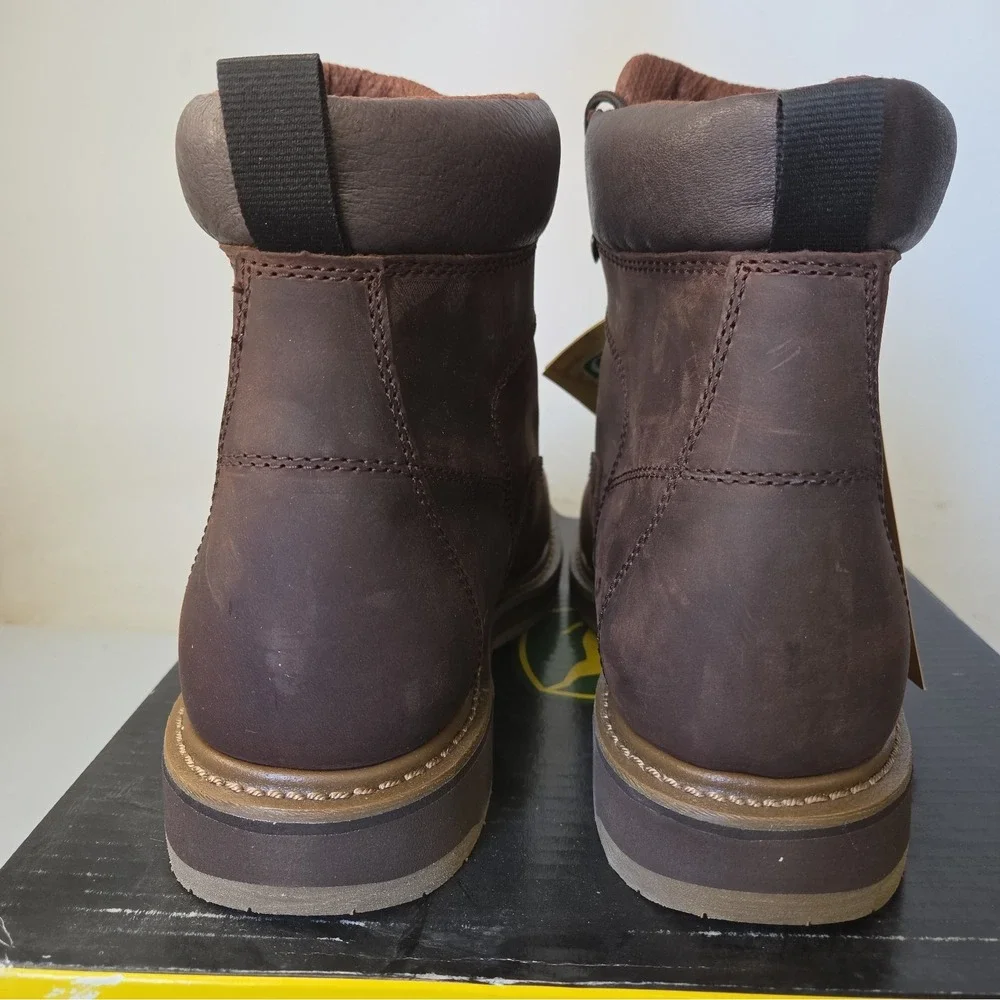 John Deere JD6104 Mens Nutty Mule 6 NST Lace Up Boots 12 M Brown Leather NWT